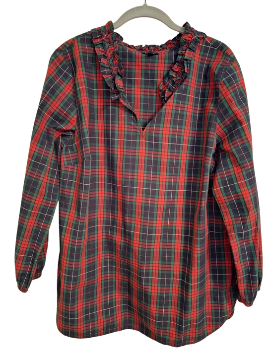 Talbots Tops - Talbots Red and Green Plaid Ruffle-Neck Tunic